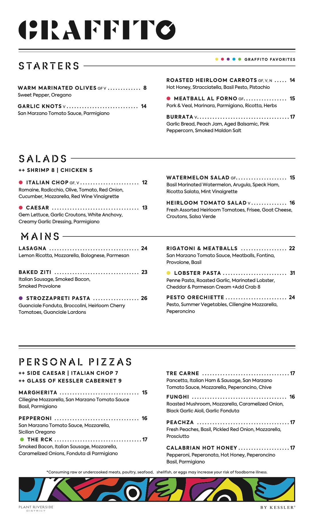 Graffito Menu 2025 summer